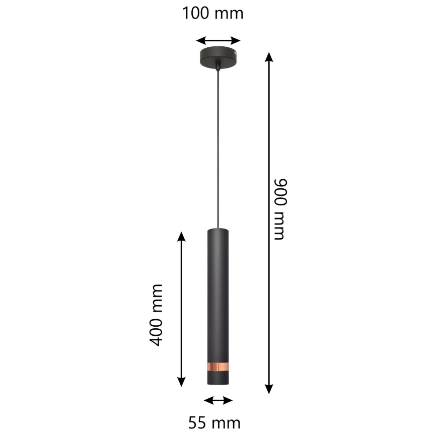 Lámpara colgante LED TUBA 1xGU10/4,8W/230V negro/cobre