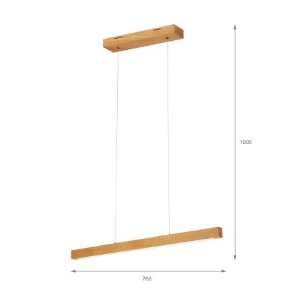 Lámpara colgante LED VERDE LED/18W/230V 3000K 76 cm roble