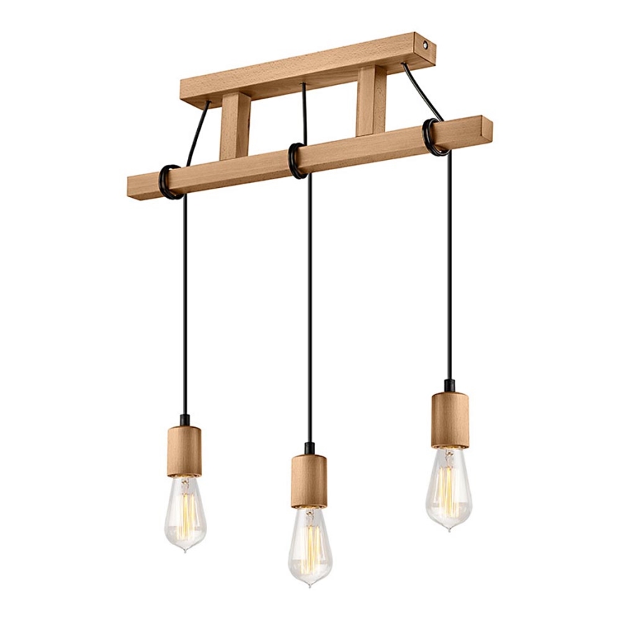 Lámpara colgante LEON 3xE27/60W/230V haya