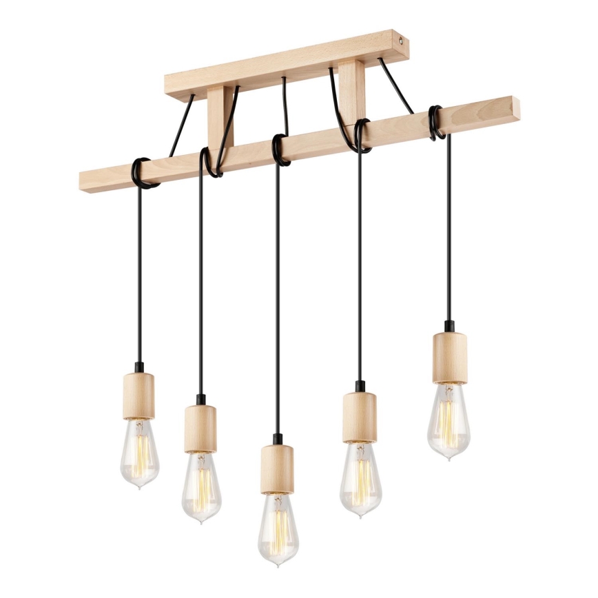 Lámpara colgante LEON 5xE27/60W/230V haya