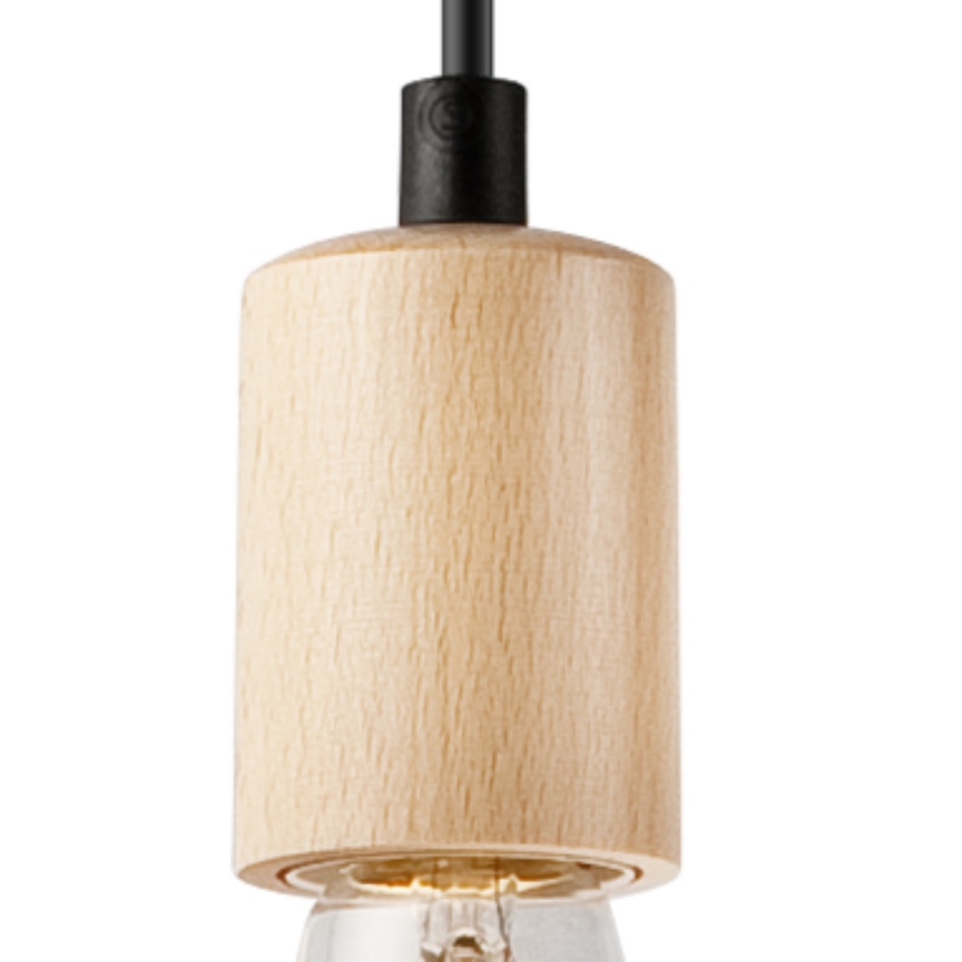 Lámpara colgante con cable LEON 3xE27/60W/230V haya