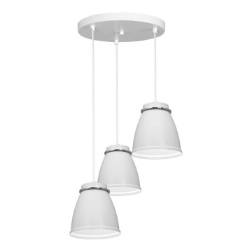 Lámpara colgante LERDO 3xE27/60W/230V blanco/cromo brillante