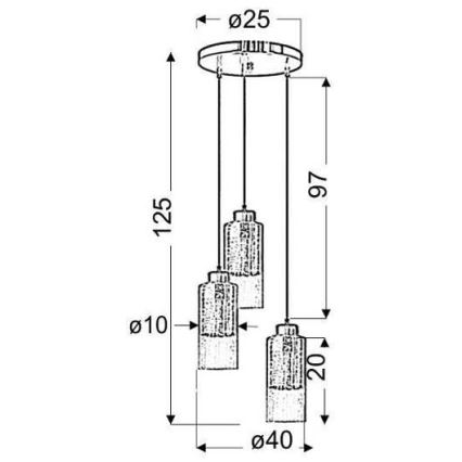 Lámpara colgante LIBANO 3xE27/60W/230V