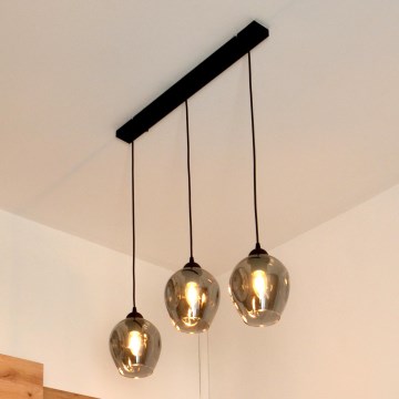 Lámpara colgante LILI 3xE27/15W/230V negro/gris