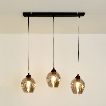 Lámpara colgante LILI 3xE27/15W/230V negro/gris
