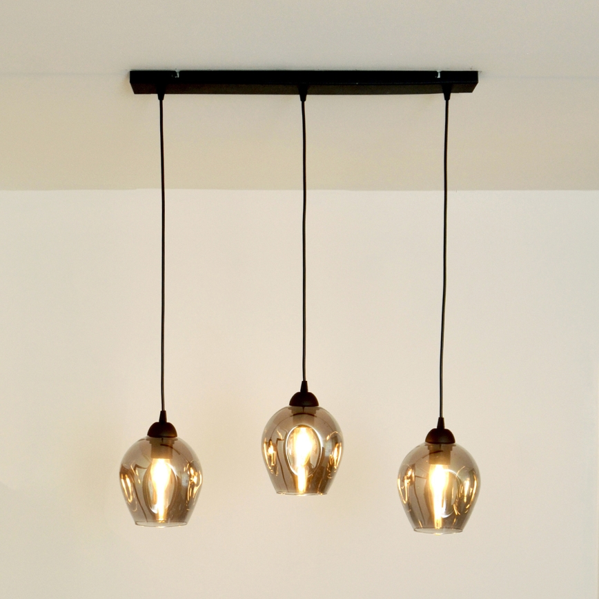 Lámpara colgante LILI 3xE27/15W/230V negro/gris