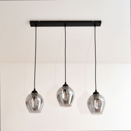 Lámpara colgante LILI 3xE27/15W/230V negro/gris