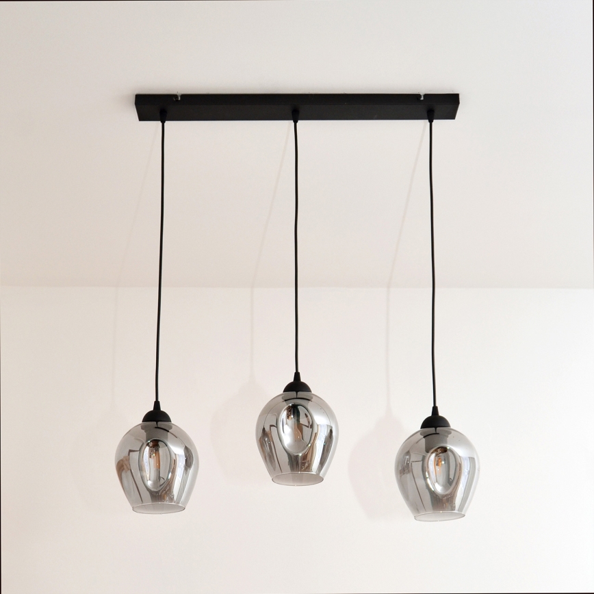 Lámpara colgante LILI 3xE27/15W/230V negro/gris