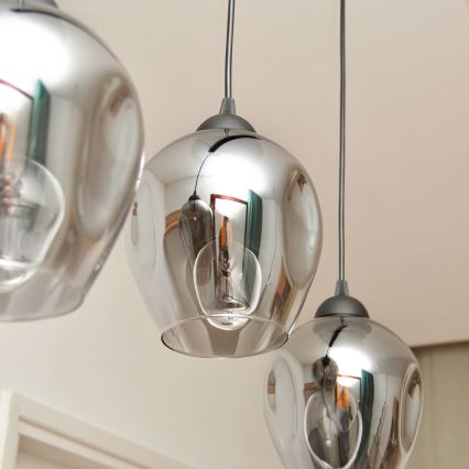 Lámpara colgante LILI 3xE27/15W/230V negro/gris