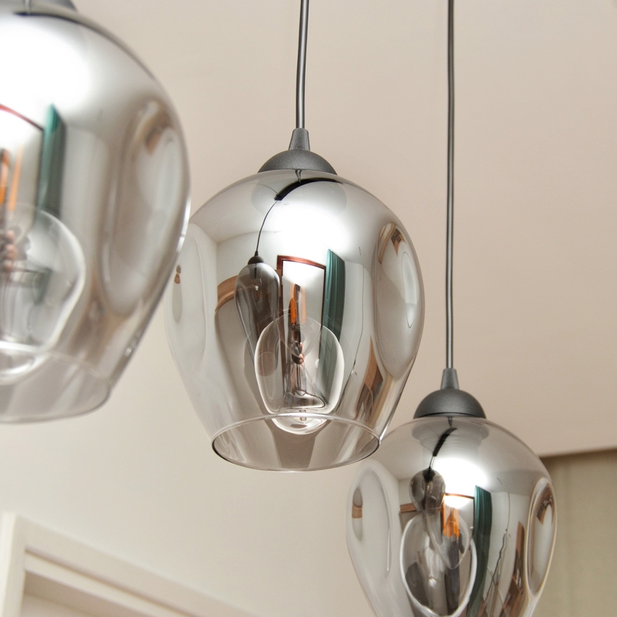 Lámpara colgante LILI 3xE27/15W/230V negro/gris