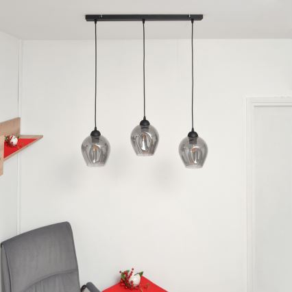Lámpara colgante LILI 3xE27/15W/230V negro/gris