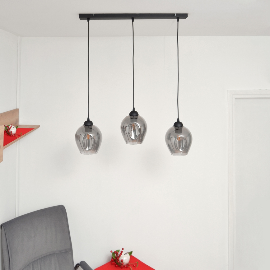 Lámpara colgante LILI 3xE27/15W/230V negro/gris