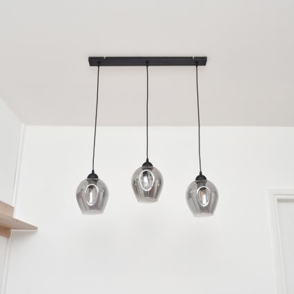 Lámpara colgante LILI 3xE27/15W/230V negro/gris