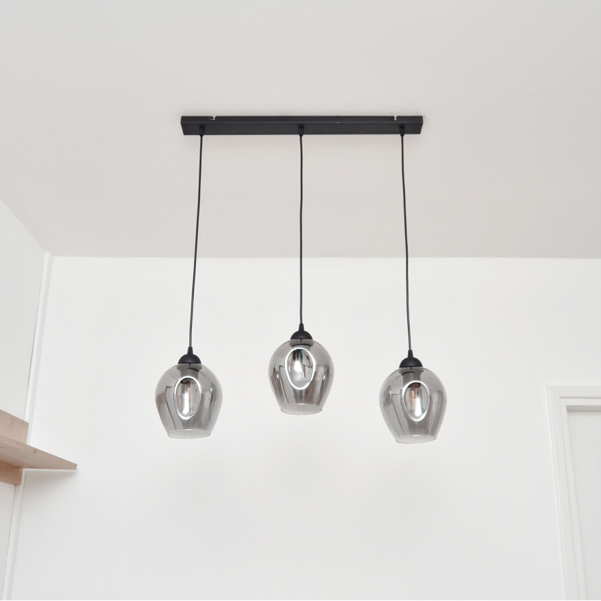 Lámpara colgante LILI 3xE27/15W/230V negro/gris