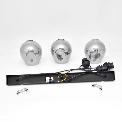 Lámpara colgante LILI 3xE27/15W/230V negro/gris