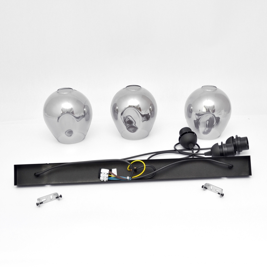 Lámpara colgante LILI 3xE27/15W/230V negro/gris