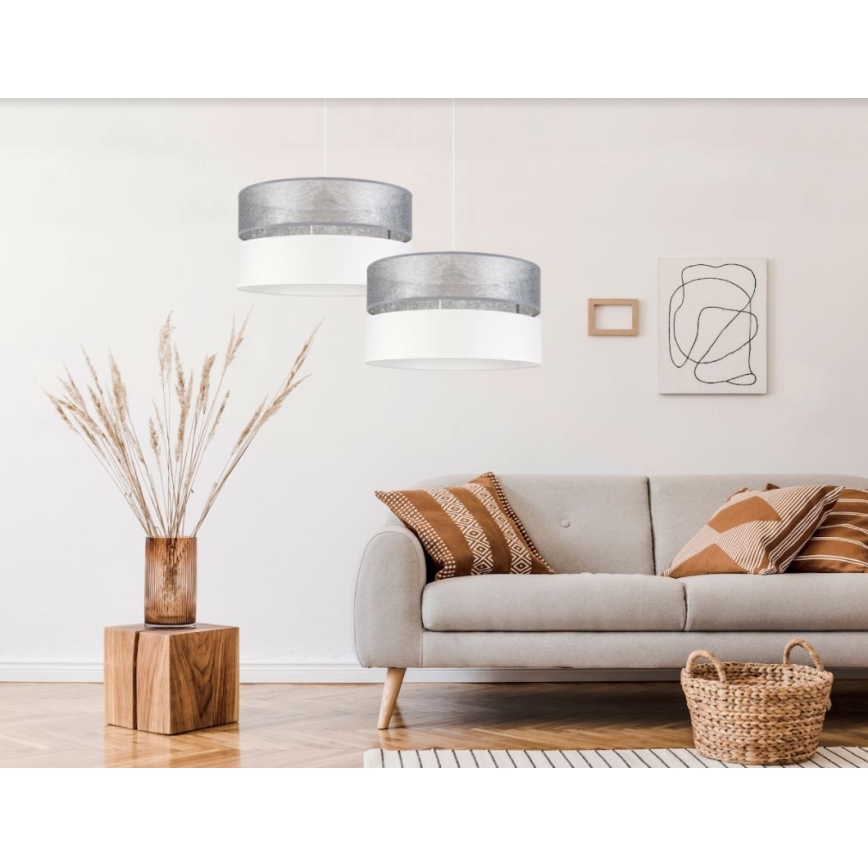 Lámpara colgante LIMA 1xE27/60W/230V plata/blanco