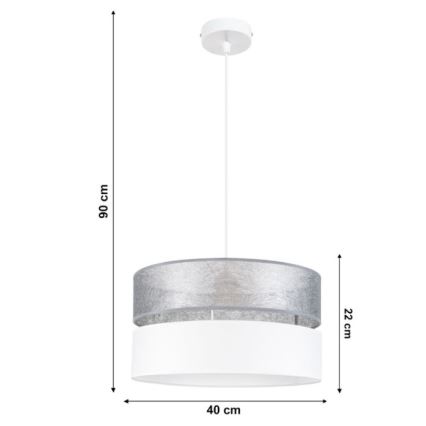 Lámpara colgante LIMA 1xE27/60W/230V plata/blanco