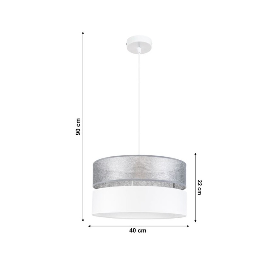 Lámpara colgante LIMA 1xE27/60W/230V plata/blanco