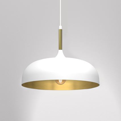 Lámpara colgante LINCOLN 1xE27/60W/230V diá. 35 cm blanco