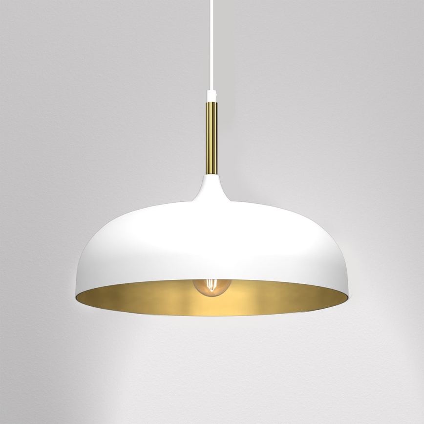 Lámpara colgante LINCOLN 1xE27/60W/230V diá. 35 cm blanco
