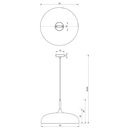 Lámpara colgante LINCOLN 1xE27/60W/230V diá. 35 cm negro