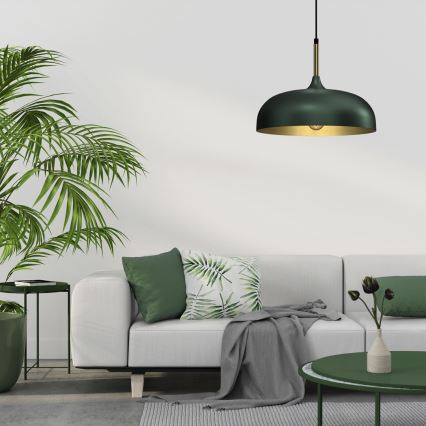 Lámpara colgante LINCOLN 1xE27/60W/230V diá. 35 cm verde