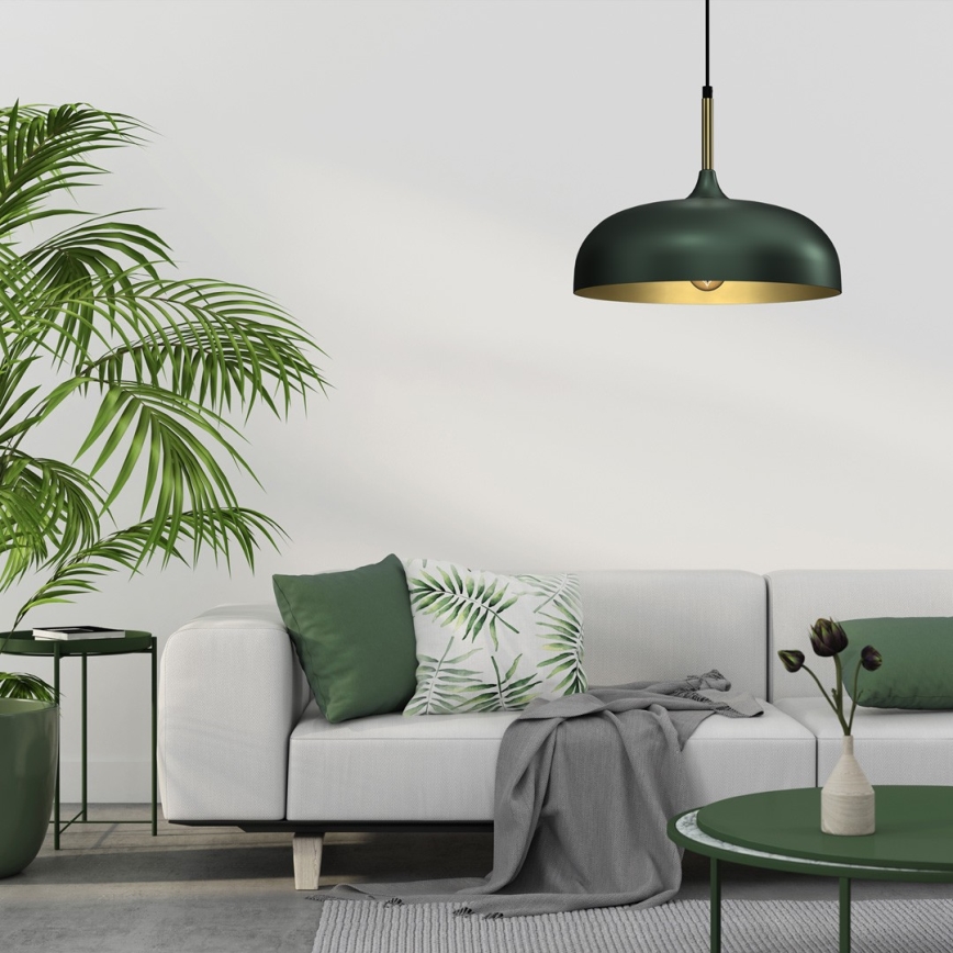 Lámpara colgante LINCOLN 1xE27/60W/230V diá. 35 cm verde