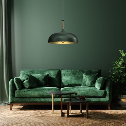Lámpara colgante LINCOLN 1xE27/60W/230V diá. 35 cm verde