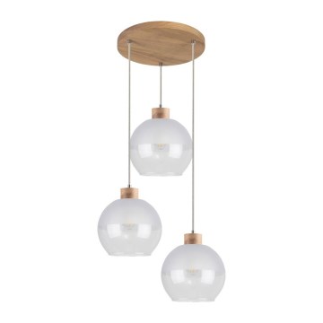 Lámpara colgante LINEA 3xE27/60W/230V roble