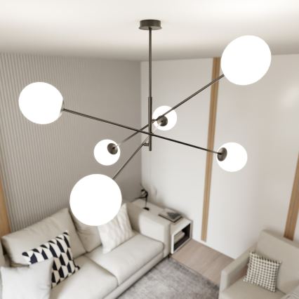 Lámpara colgante LINEAR 6xE14/10W/230V negro/blanco