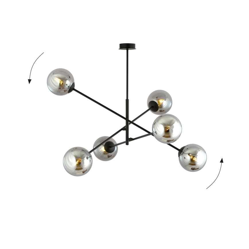 Lámpara colgante LINEAR 6xE14/10W/230V negro/gris