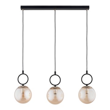 Lámpara colgante LISTER 3xE14/10W/230V negro/ahumado beige
