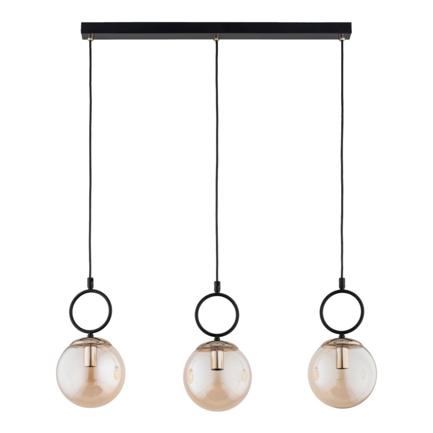 Lámpara colgante LISTER 3xE14/10W/230V negro/ahumado beige