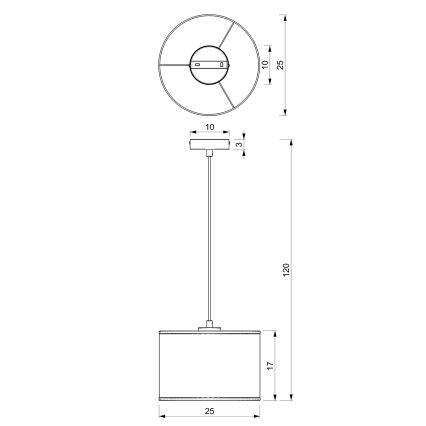 Lámpara colgante LOFT SHADE 1xE27/60W/230V diá. 25 cm negro/dorado