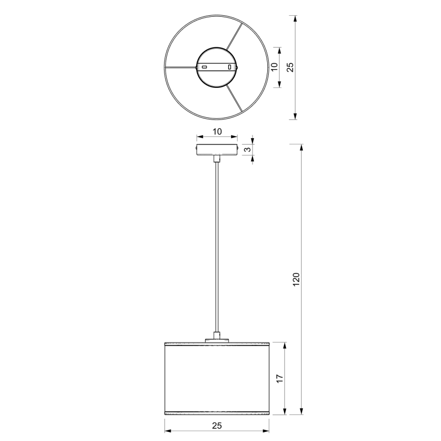 Lámpara colgante LOFT SHADE 1xE27/60W/230V diá. 25 cm negro/dorado