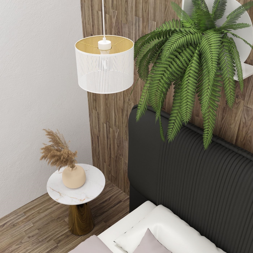 Lámpara colgante con cable LOFT SHADE 1xE27/60W/230V Ø 25 cm blanco/dorado