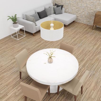 Lámpara colgante con cable LOFT SHADE 1xE27/60W/230V Ø 40 cm blanco/dorado