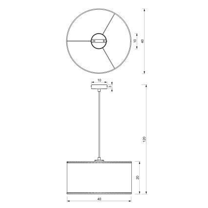 Lámpara colgante con cable LOFT SHADE 1xE27/60W/230V Ø 40 cm blanco/dorado