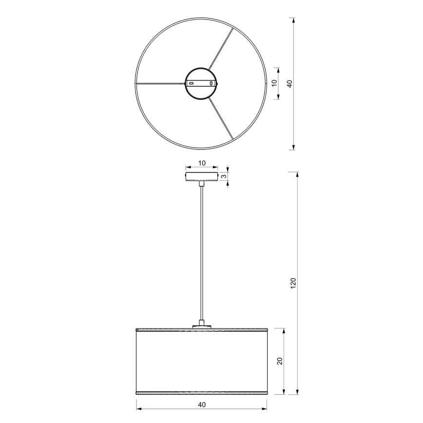 Lámpara colgante con cable LOFT SHADE 1xE27/60W/230V Ø 40 cm blanco/dorado