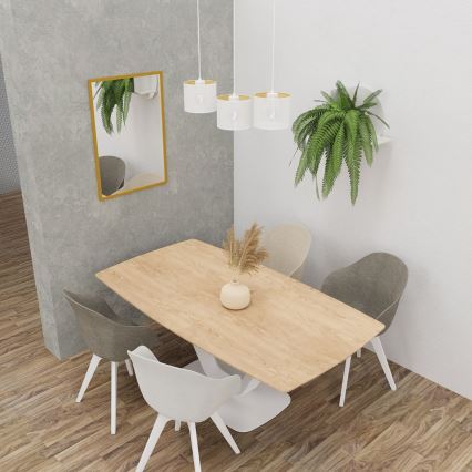 Lámpara colgante con cable LOFT SHADE 3xE27/60W/230V blanco/dorado