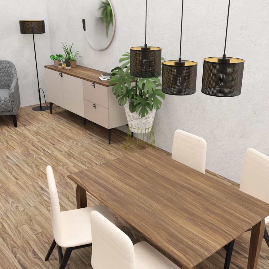 Lámpara colgante LOFT SHADE 3xE27/60W/230V negro/dorado