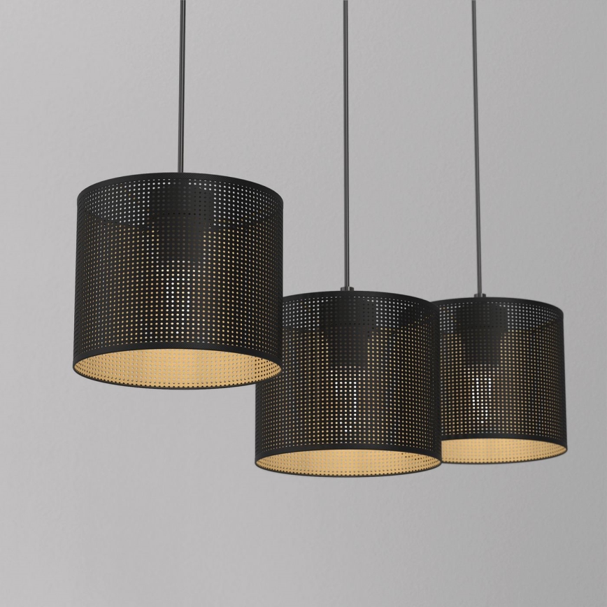Lámpara colgante LOFT SHADE 3xE27/60W/230V negro/dorado
