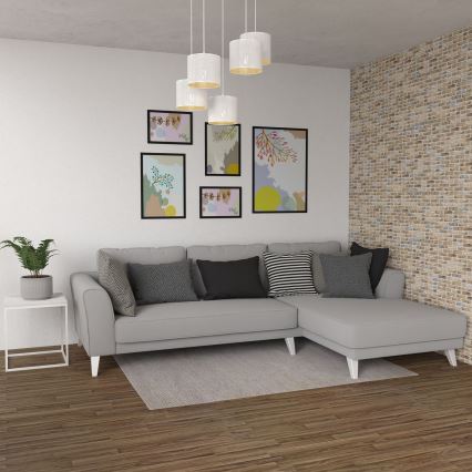 Lámpara colgante con cable LOFT SHADE 5xE27/60W/230V blanco/dorado