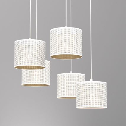 Lámpara colgante con cable LOFT SHADE 5xE27/60W/230V blanco/dorado