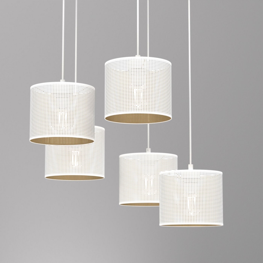 Lámpara colgante con cable LOFT SHADE 5xE27/60W/230V blanco/dorado