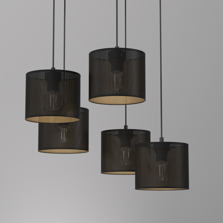 Lámpara colgante con cable LOFT SHADE 5xE27/60W/230V negro/dorado
