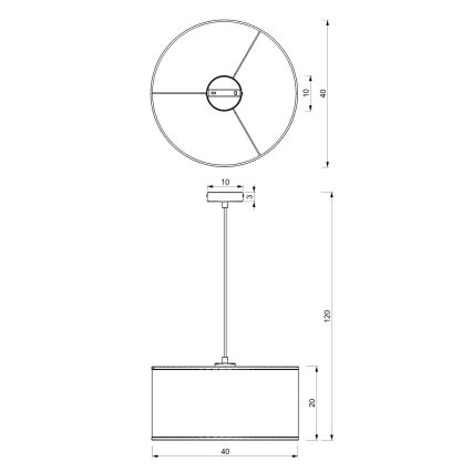 Lámpara colgante con cable LOFT SHADE 1xE27/60W/230V diámetro 40 cm negro