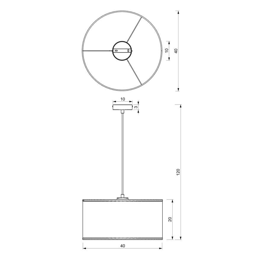 Lámpara colgante con cable LOFT SHADE 1xE27/60W/230V diámetro 40 cm negro