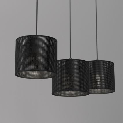 Lámpara colgante con cable LOFT SHADE 3xE27/60W/230V negro